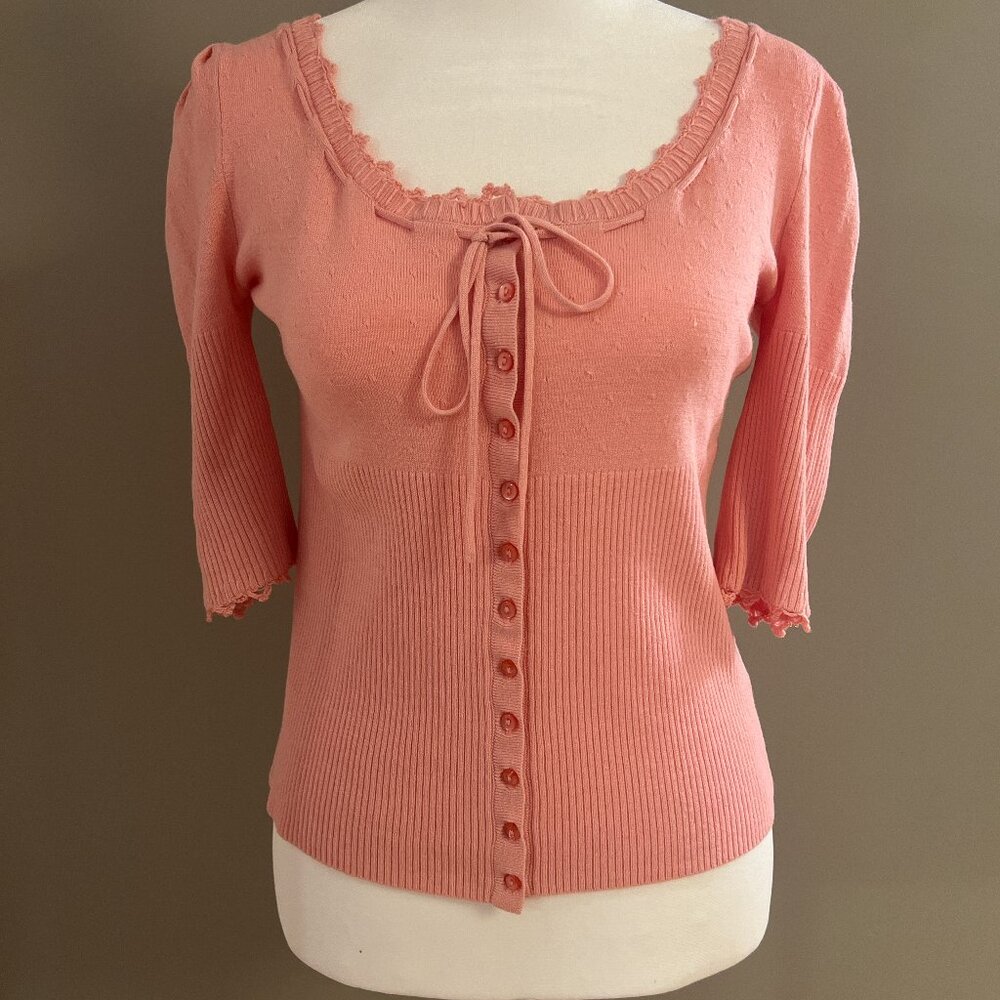 Betsey Johnson Pink Silk Ruffle Knit Top • Coquette Balletcore • 2010